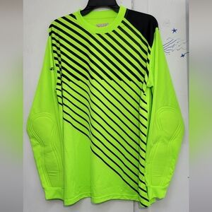 Vizari Shirt Neon Green Goalie Soccer Collection Padded Elbows Size Adult Large